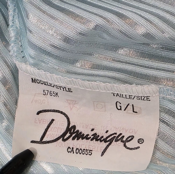 Vintage Dominique Robe Nightgown Set Womans Sz Large Aqua Blue Pink Shimmery - Picture 7 of 11